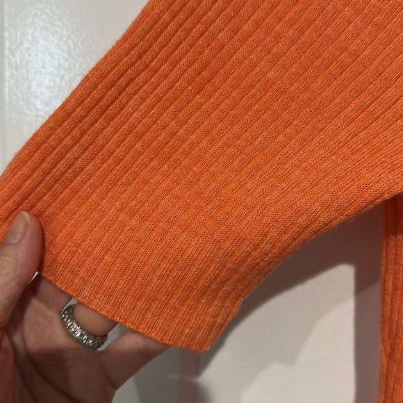 FRAME Persimmon Ribbed Knit Short Sleeve Sweater - Size Large - Picture 5 of 6